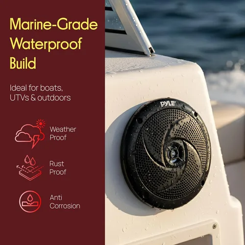 Miniatura 4 de Pyle Altavoces marinos impermeables – Par de 5.25 pulgadas 180 vatios de perfil bajo sistema de estilo delgado – Altavoces resistentes a