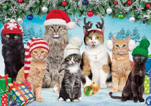 Miniatura 3 de Buffalo Games - Meowy Christmas - Rompecabezas navideño de 300 piezas - Rompecabezas colorido y festivo para adultos - Piezas cortadas