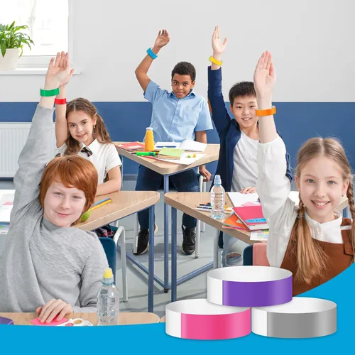 Miniatura 5 de LUYI 800 pulseras de colores para eventos, pulseras de papel, bandas impermeables para eventos, pulseras adhesivas personalizadas para fiestas