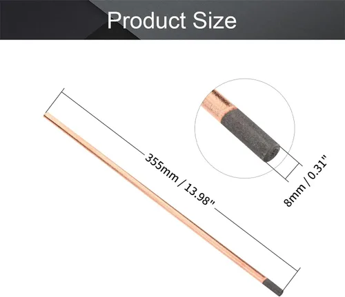 Miniatura 2 de Utoolmart 3 piezas de cobre recubierto de carbono gouging carbono 0.315x13.976 in carbono gouging varas electrodos de cobre 3 PZAS