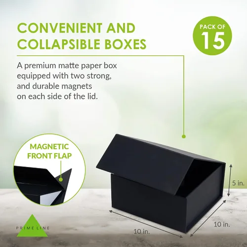 Miniatura 4 de Prime Line Packaging Cajas de regalo de Navidad con tapas, cajas de regalo navideñas para regalos, caja de regalo negra mediana, plegable para Negro