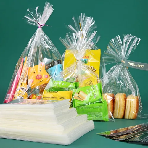 Miniatura 6 de 200 bolsas de celofán planas de celofán de 7 x 12 pulgadas con lazos torcidos de 6 colores, embalaje de galletas, dulces, postres de regalo, bolsas
