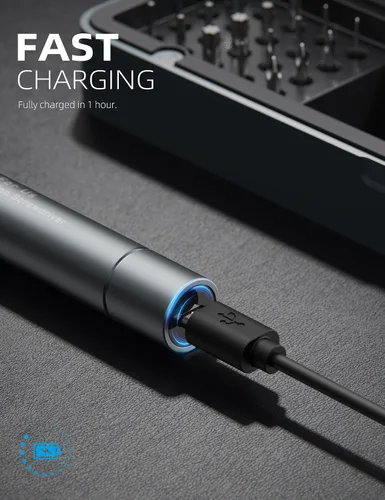Miniatura 5 de iFu Mini destornillador eléctrico, juego de destornilladores de precisión 90 en 1 - Pequeño destornillador eléctrico inalámbrico con luz LED y 64