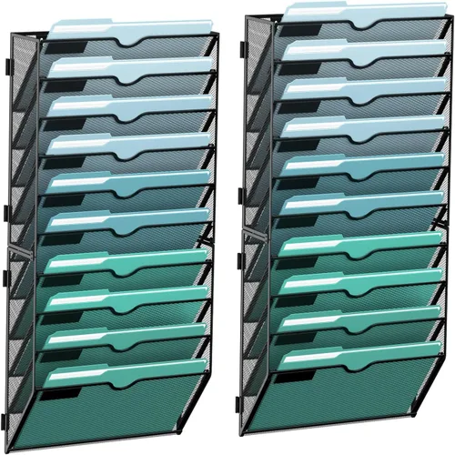 Miniatura 11 de SUPEASY Organizador de archivos de pared de 6 niveles, archivos de pared colgantes para papeles, carpetas, revistas, organizador de pared