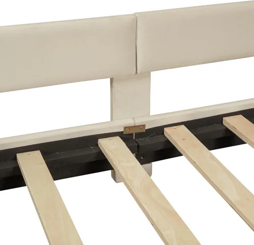 Miniatura 8 de Quarte Sofá cama tapizado de tamaño individual con cabecero clásico en forma de rayas, bonita cama de plataforma para niños y niñas