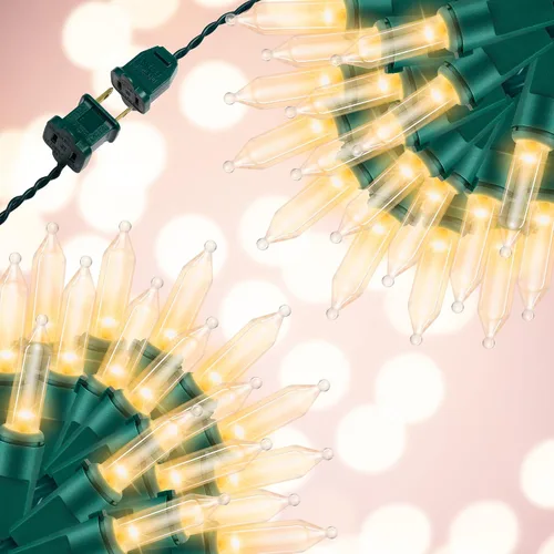 Miniatura 19 de Juego de 150 luces amarillas extra brillantes con conectores finales, luces decorativas de Navidad de 31.9 ft con certificación UL, juego de mini