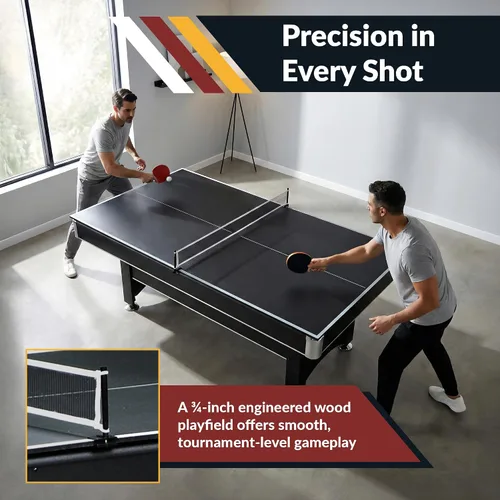 Miniatura 6 de Hathaway Spartan - Mesa de billar de 6 pies, con mesa combo de ping pong y juegos múltiples para salas de juegos de recreación familiar - Incluye