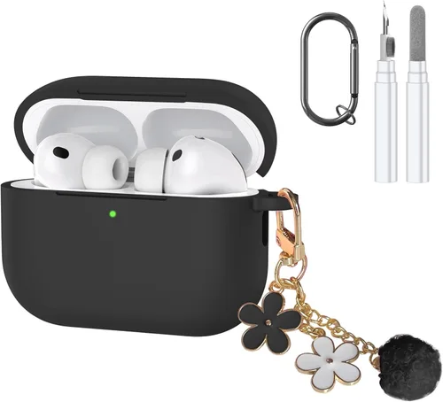 Compatible con funda AirPods Pro 3, bonita funda protectora de silicona para Apple AirPods Pro 3 con kit de limpieza y llavero, accesorios para