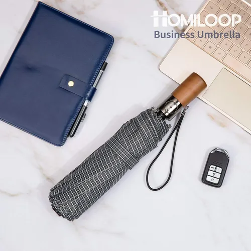 Miniatura 2 de HOMILOOP Sombrilla de viaje de negocios 10 costillas sombrilla plegable compacta con material resistente al viento apertura automática compatible
