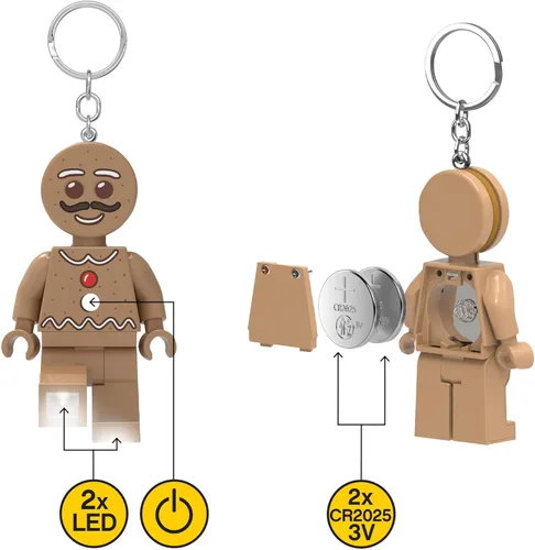 Miniatura 6 de LEGO Minifigures - Figura grande de 3 pulgadas de alto, llavero de luz - Hombre de jengibre (KE182H), Marrón