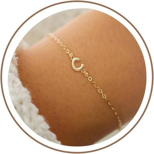 Miniatura 17 de Turandoss - Pulseras de oro con iniciales para mujeres y niñas - Joyería ideal para regalo - Pulsera chapada en plata u oro de 18 k con letras