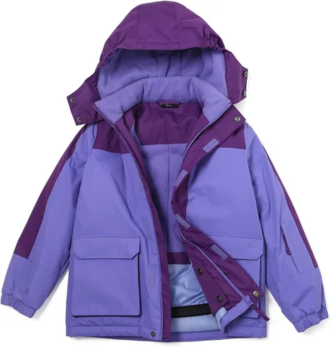 Miniatura 23 de Chaqueta de esquí impermeable para niñas, chaqueta de snowboard para exteriores, resistente al viento, con forro polar, abrigo de nieve cálido
