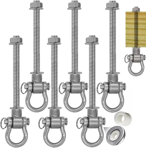 Miniatura 8 de Columpio silencioso resistente con 4 rodamientos, columpio permanente antioxidante de 180°, capacidad de 1500 libras, hamaca para yoga, 11 pulgadas