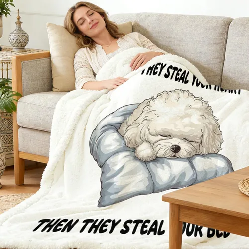 Miniatura 178 de Autumn Teddy Dog Patchwork Sherpa Blanket Fall Cozy Throw Blanket Cute Puppy Quilt Style Warm Soft Blanket for Couch Sofa Bedroom Decor 50x60 Inches