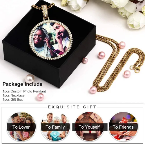 Miniatura 7 de TUHE - Dije de 18 quilates y brillantes personalizable para fotografía y recuerdo dije estilo Hip-Hop para hombre y mujer cadena TenisLazo Cubana