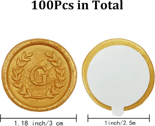 Miniatura 2 de 100 calcomanías adhesivas de cera con letra G doradas, hechas a mano, sin necesidad de sellar, rasgar y usar calcomanías de cera para invitaciones
