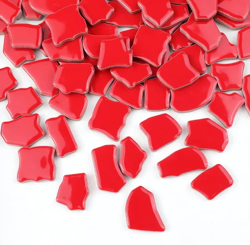 Miniatura 12 de PINUO&KE Azulejo de mosaico de cerámica irregular con pegamento de 0.99 libras para adultos y niños, hecho a mano, para baño, cocina, decoración