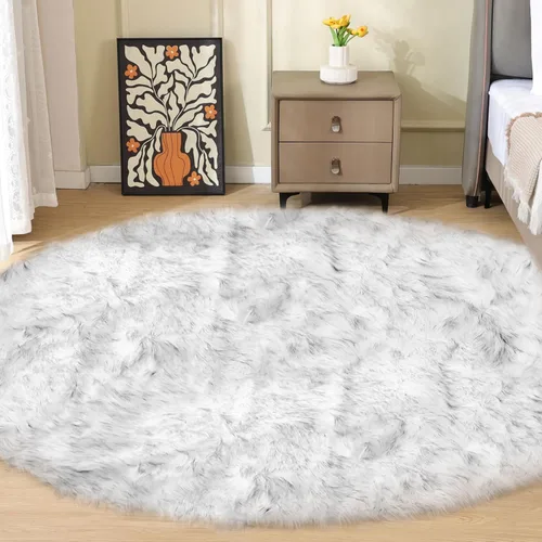 Miniatura 78 de ORINOVA Alfombras de pelo sintético lavable de color gris plateado claro para dormitorio, alfombra de felpa para sala de estar, alfombra