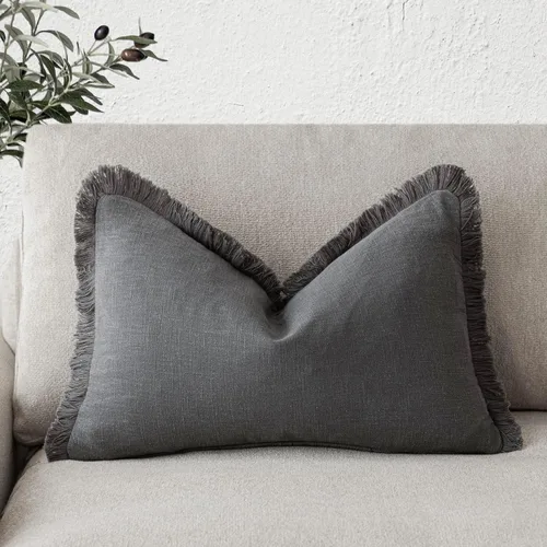 Miniatura 76 de Foindtower Fundas de almohada decorativas de lino con flecos, acogedora funda de cojín bohemia estilo farmhouse con borlas, funda de almohada