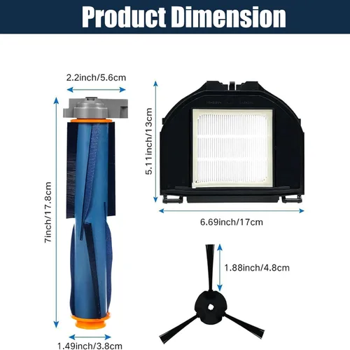 Miniatura 7 de Paquete de 10 piezas de repuesto para robot aspirador Shark RV2310 RV2310AE, 1 cepillo principal, 2 filtros HEPA, 6 cepillos laterales, 1 cepillo