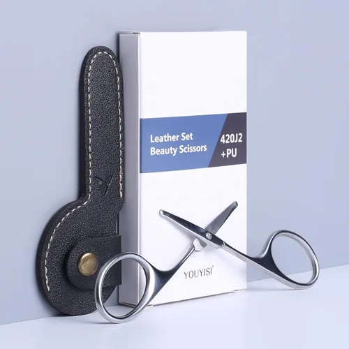 Miniatura 5 de YOUYISI Tijeras de pelo de nariz de 3.75 pulgadas, tijeras de bigote facial pequeñas de punta redonda para recortar hombres