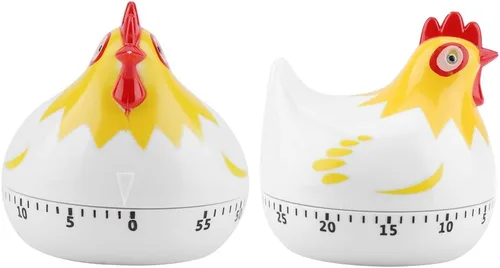 Miniatura 8 de Lindo temporizador de cocina en forma de pollo, temporizador mecánico de cuenta regresiva de 60 minutos para cocinar y hornear (blanco)