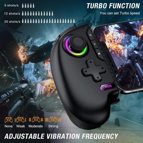 Miniatura 6 de Wireless Mobile Game Controller for iPhone & Android – Hall Effect Joystick & Triggers, Programmable Back Buttons, Phone Case Support, Compatible