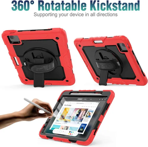 Miniatura 4 de SEYMAC stock Funda para iPad Air 5ª/4ª Generación/Pro 11 (4ª/3ª/2ª) con Protector de Pantalla Soporte para Bolígrafo, Correa de Mano Giratoria