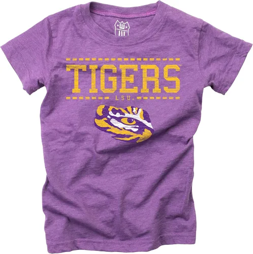 Wes and Willy NCAA - Camiseta mezclada S/S para niñas púrpura (LSU Tigers purple)