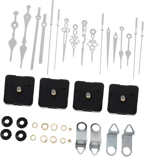 Tofficu Kit de reemplazo de movimiento de reloj de pared DIY con mecanismo de cuarzo silencioso, manecillas de reloj plateadas y cronometraje