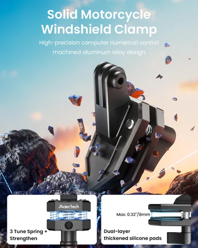Miniatura 3 de Soporte de cámara con clip para parabrisas de motocicleta para Insta360 X5/X4/X3 para GoPro para DJI Osmo Action Soporte de motocicleta