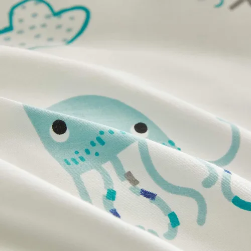 Miniatura 6 de Joyreap Juego de edredón de algodón premium de 3 piezas para niños y niñas, tema oceánico vibrante con estampado de estrella de mar, ballena