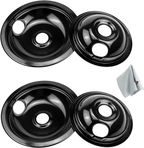 Juego de 4 bandejas de goteo de porcelana negra, 318067041 y 318067051, compatible con horno Frigi-daire Ken-more, sustituye al quemador de estufa