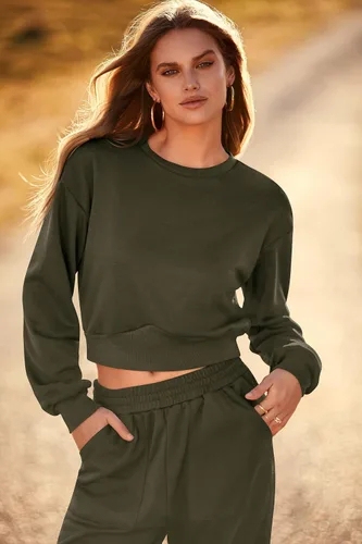 Miniatura 6 de PRETTYGARDEN Conjunto de 2 piezas de otoño para mujer, sudadera de manga larga, pantalones cargo de pierna ancha con bolsillos