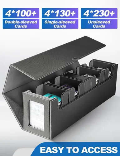 Miniatura 3 de UAONO Caja de cartas para MTG con pantalla Commander, funda de cartas 5 en 1 con capacidad para más de 800 tarjetas sin mangas, organizador