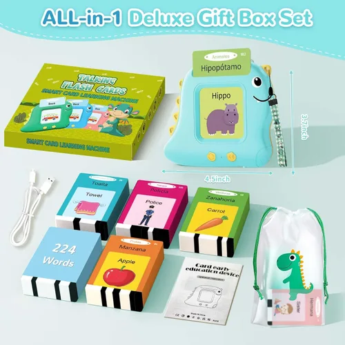 Miniatura 8 de Alotwan Tarjetas Didácticas Bilingües Parlantes Español/Inglés, Juguetes Sensoriales de Aprendizaje para Niños Autistas, 224 Palabras de Vista