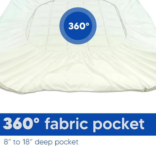 Miniatura 5 de Zutan Protector de colchón, funda de almohada de algodón refrescante, protector acolchado elástico, transpirable, suave y esponjoso con bolsillo