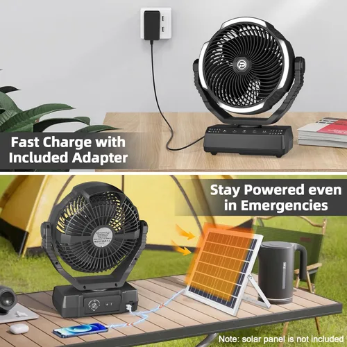Miniatura 3 de PANERGY Ventilador de camping con luz - Ventilador con batería recargable de 20,000 mAh con cargador, 70 horas de tiempo de enfriamiento, 4 Naranja
