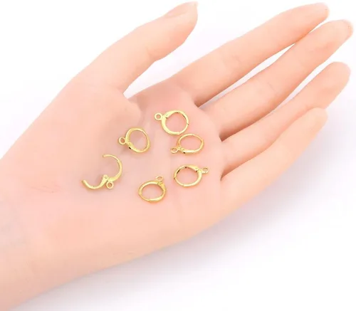 Miniatura 2 de Adabele 50 Uds. de latón crudo redondo Huggies Leverback Pendientes Ganchos Earwire Conector No Plateado/Recubierto para Pendientes Joyería