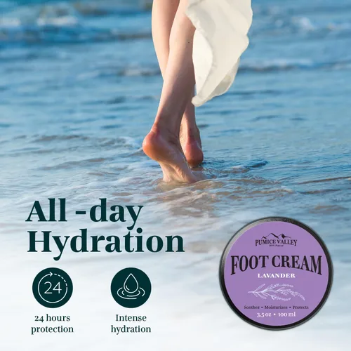 Miniatura 7 de Pumice Valley Crema de bálsamo para pies secos y agrietados, bálsamo hidratante natural para callos y pies secos (paquete de 2, lavanda)