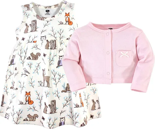 Miniatura 2 de Hudson Baby - Conjunto de vestido y cárdigan de algodón para niña