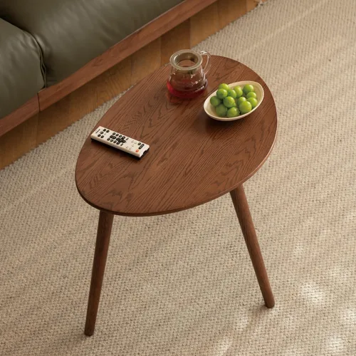 Miniatura 9 de Mesa de café ovalada pequeña, de 25.6 pulgadas, pequeña mesa auxiliar moderna de mediados de siglo para sala de estar, mesa auxiliar 100% madera
