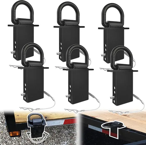 Miniatura 9 de Anillos en D de bolsillo de estaca, 4 unidades, 18,000 libras, resistente, extraíble, con anilla en D, para remolques utilitarios y camas planas