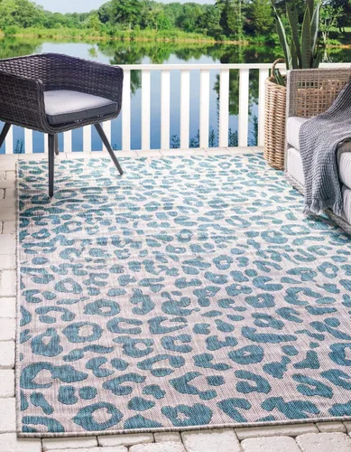 Miniatura 34 de Unique Loom Outdoor Safari Collection Alfombra de área - Leopardo (4 pies 1 pulgada x 6 pies 1 pulgada rectangular, gris claro/gris)