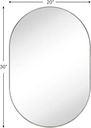 Miniatura 5 de TEHOME Espejo Ovalado de Níquel Cepillado 20x30'' Espejo de Tocador de Baño Plateado Cepillado en Forma de Cápsula/Píldora 30 x 20 pulgadas Espejo