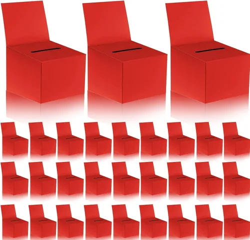 Paquete de 30 cajas de sugerencias para rifas con ranura, cajas de cartón de 6.5 x 4.5 x 4.5 pulgadas con ranura para boletos y cabecera extraíble