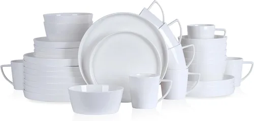 Miniatura 18 de Stone Lain Alexandria - Juego de vajilla de 16 piezas de porcelana china, blanco