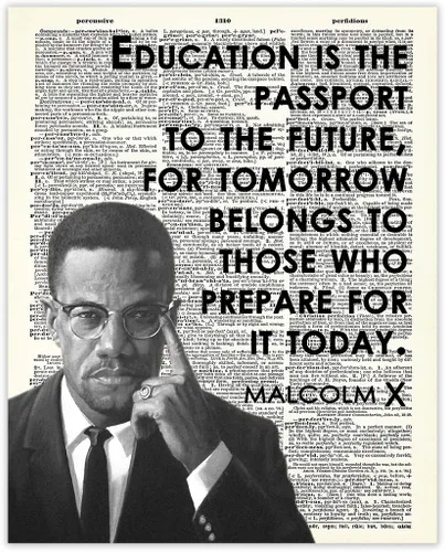 Póster inspirador de arte de pared de líder negro: "La educación es el pasaporte", arte de pared afroamericano sin marco de 8 x 10 pulgadas,