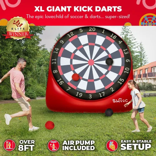 Miniatura 2 de Juegos SWOOC - Dardos gigantes inflables (más de 15 formas de jugar) - Pizarra gigante de dardos de fútbol con bomba de aire - Grandes