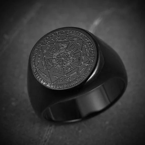 Miniatura 5 de HZMAN Sellos de los Siete Arcángeles Anillos Gargantilla en Plata Oro Acero Inoxidable Bnads